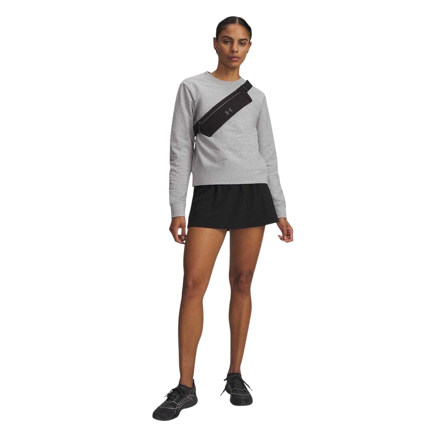 Black-Grey - Side - Under Armour Womens-Ladies Performance Woven Side Pocket Skort