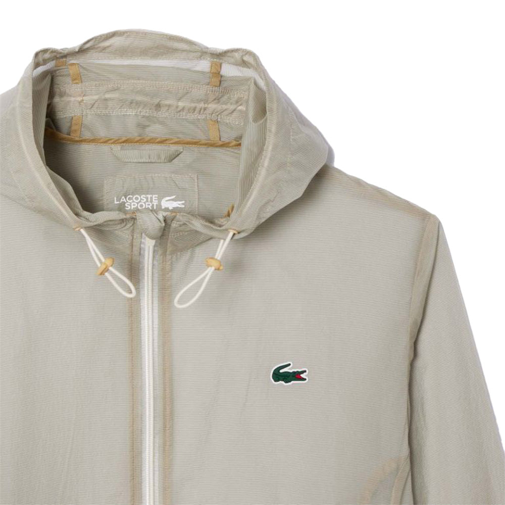 Cream - Side - Lacoste Mens Lightweight Water Repellent Sport Jacket