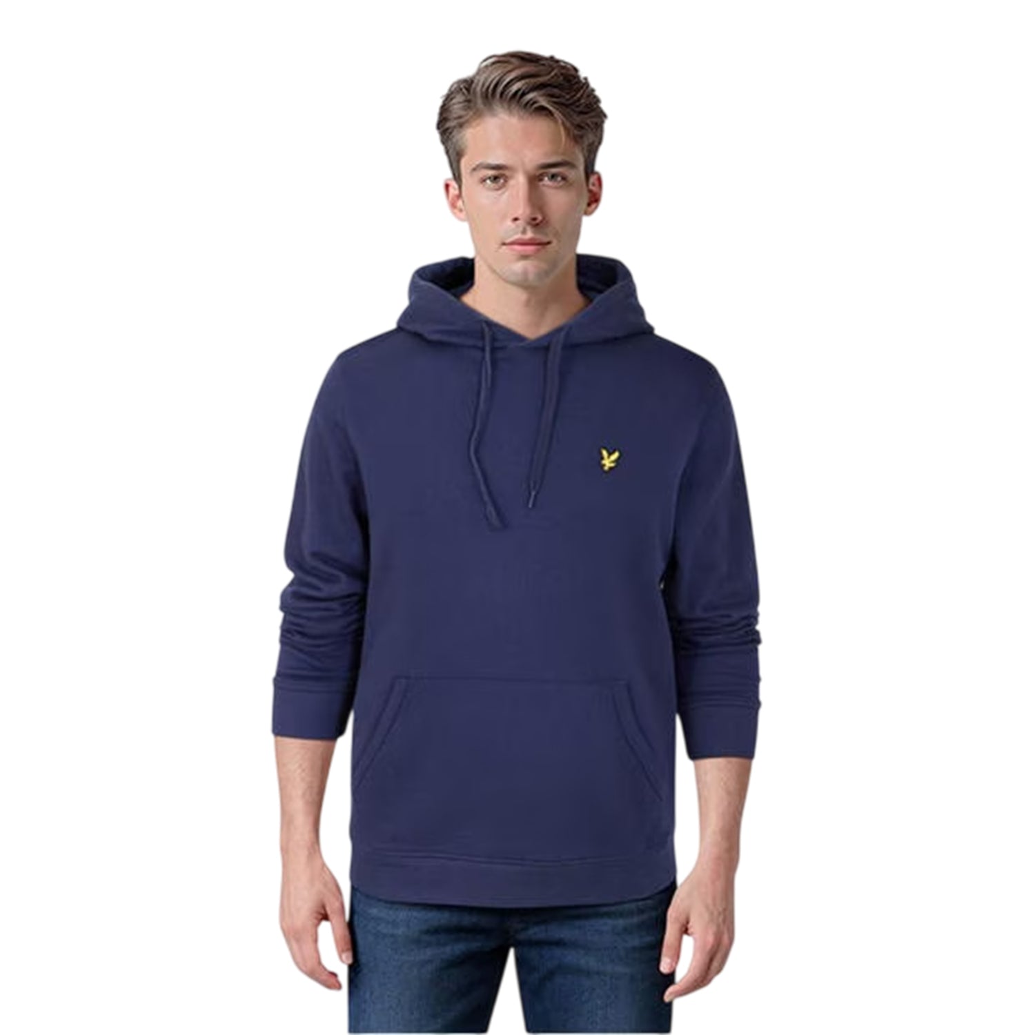 Navy - Side - Lyle & Scott Mens Embroidered Logo Hoodie