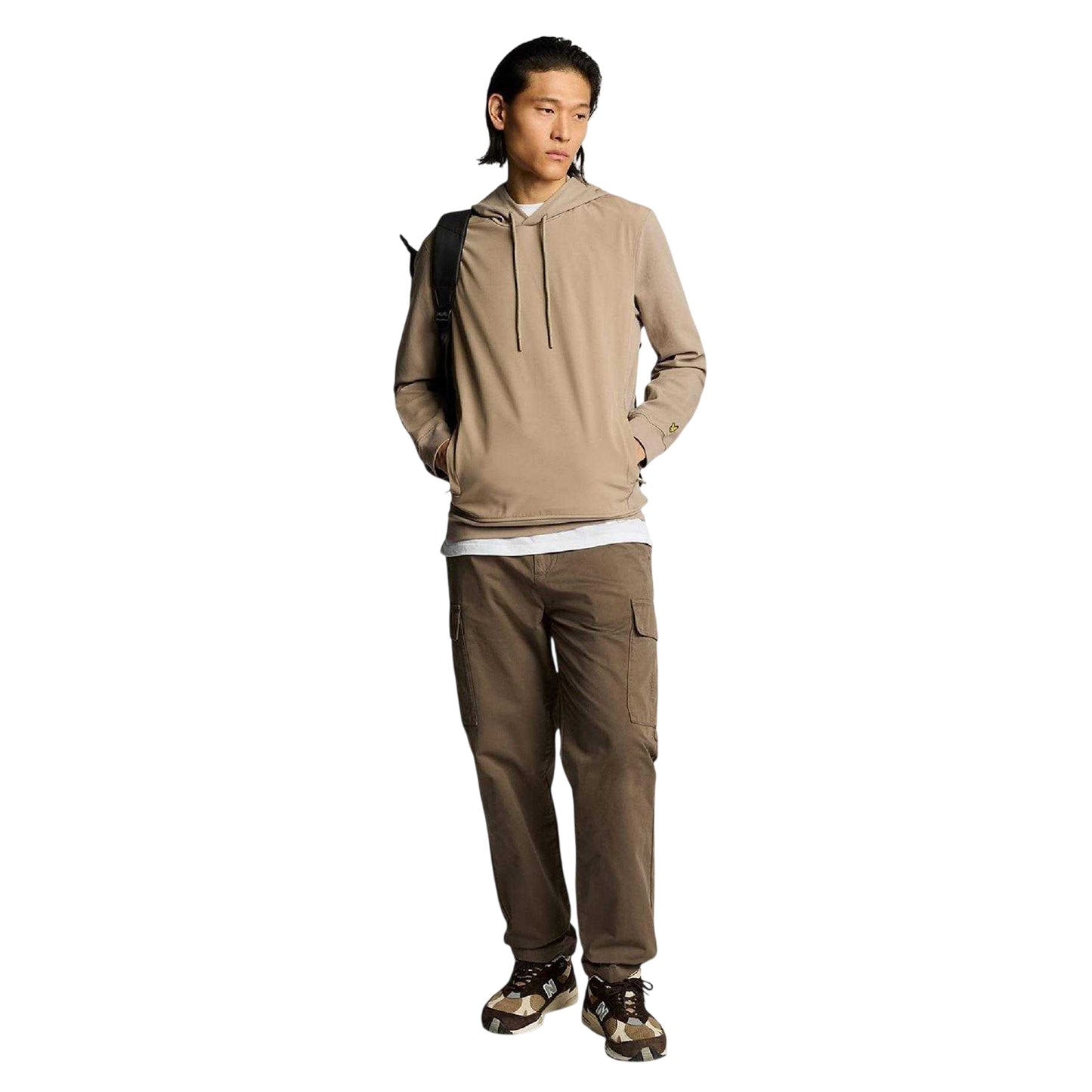 Brown - Side - Lyle & Scott Mens Hybrid Hoodie