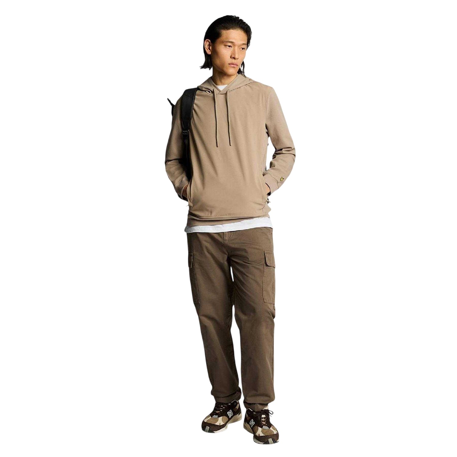 Brown - Side - Lyle & Scott Mens Hybrid Hoodie