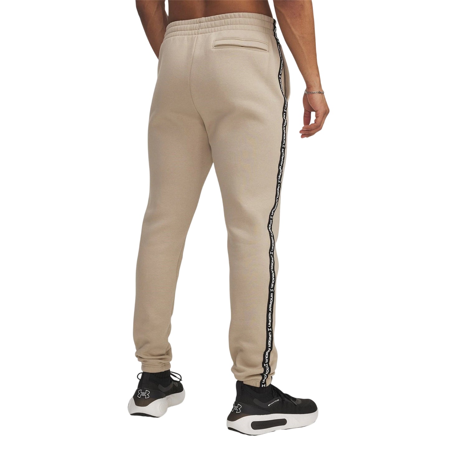 Khaki - Back - Under Armour Mens Icon Fleece Tapered Joggers