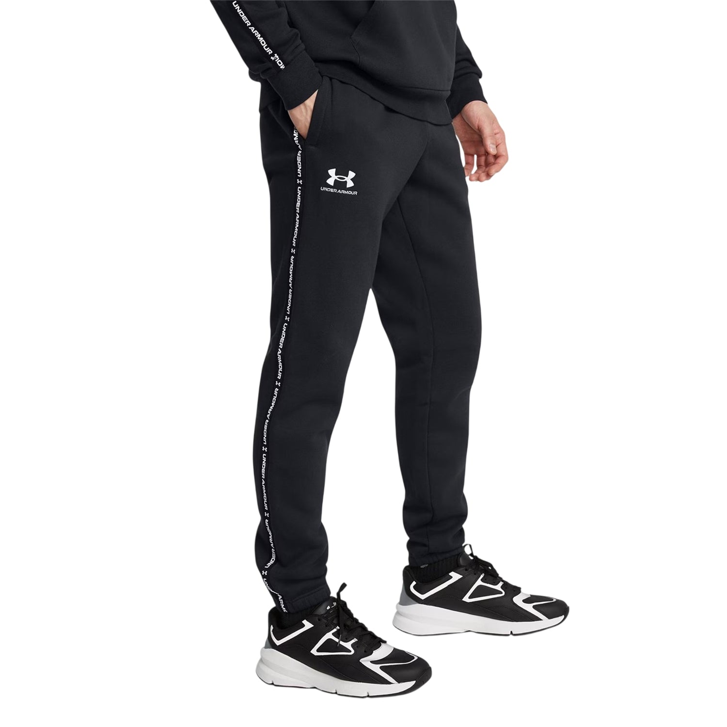 Black - Side - Under Armour Mens Icon Fleece Tapered Joggers