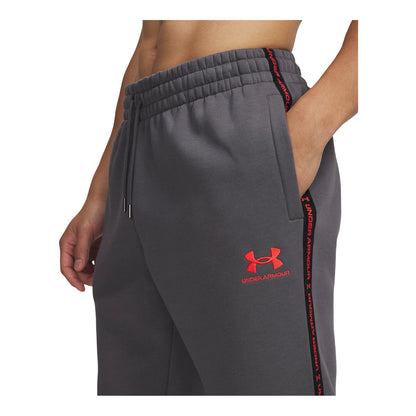 Castle Rock-Red - Side - Under Armour Mens Icon Fleece Tapered Joggers