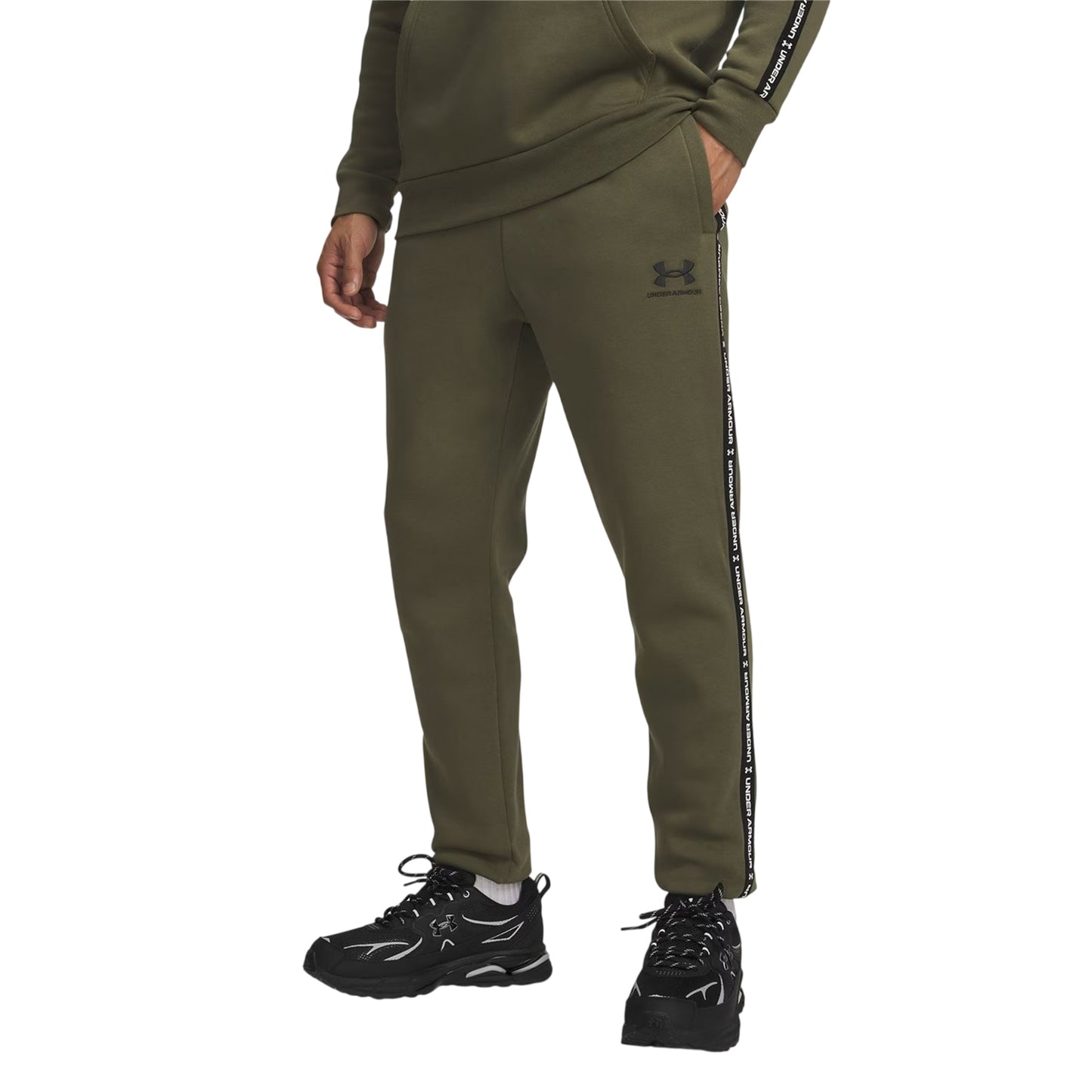 Green-Black - Front - Under Armour Mens Icon Fleece Tapered Joggers