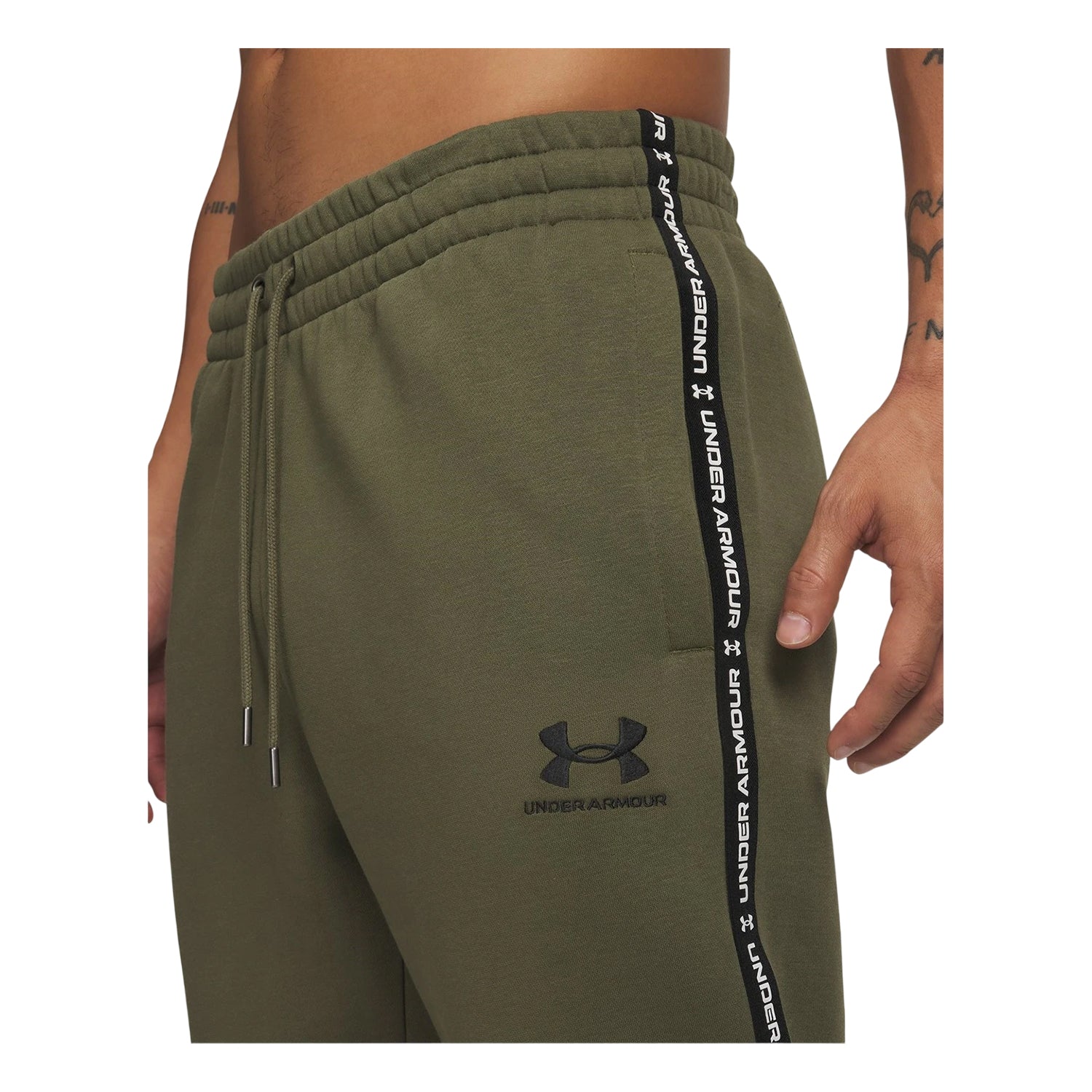 Green-Black - Side - Under Armour Mens Icon Fleece Tapered Joggers