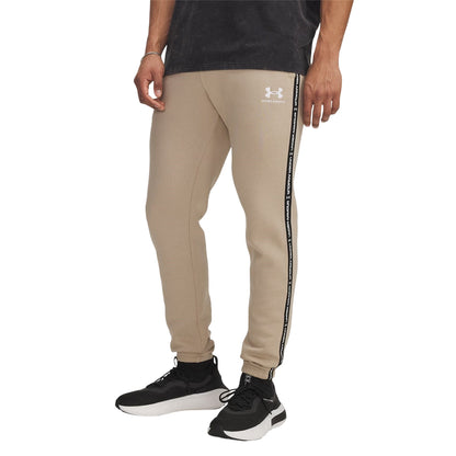 Khaki - Front - Under Armour Mens Icon Fleece Tapered Joggers