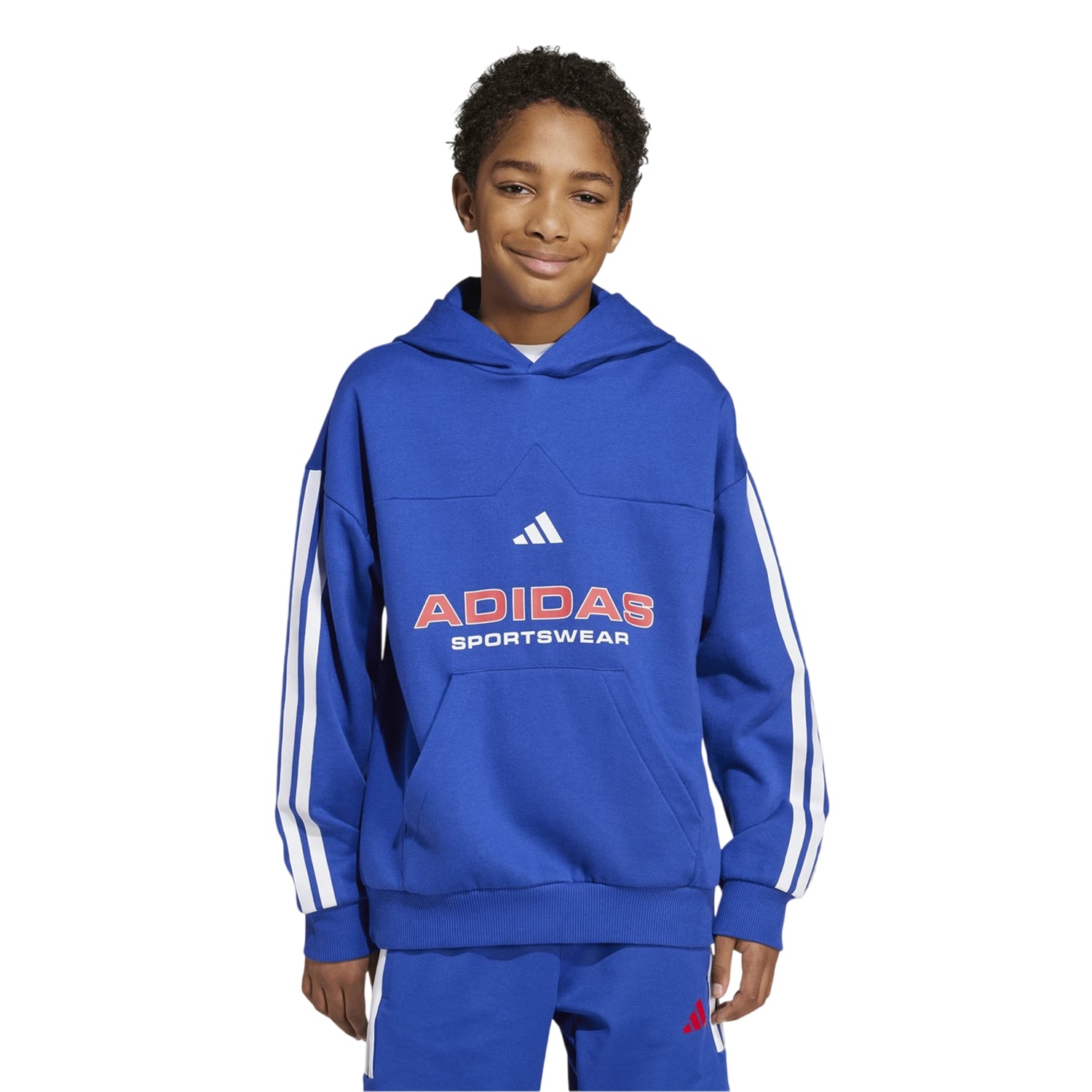 Blue - Side - Adidas Childrens-Kids House Of Tiro Fleece Hoodie