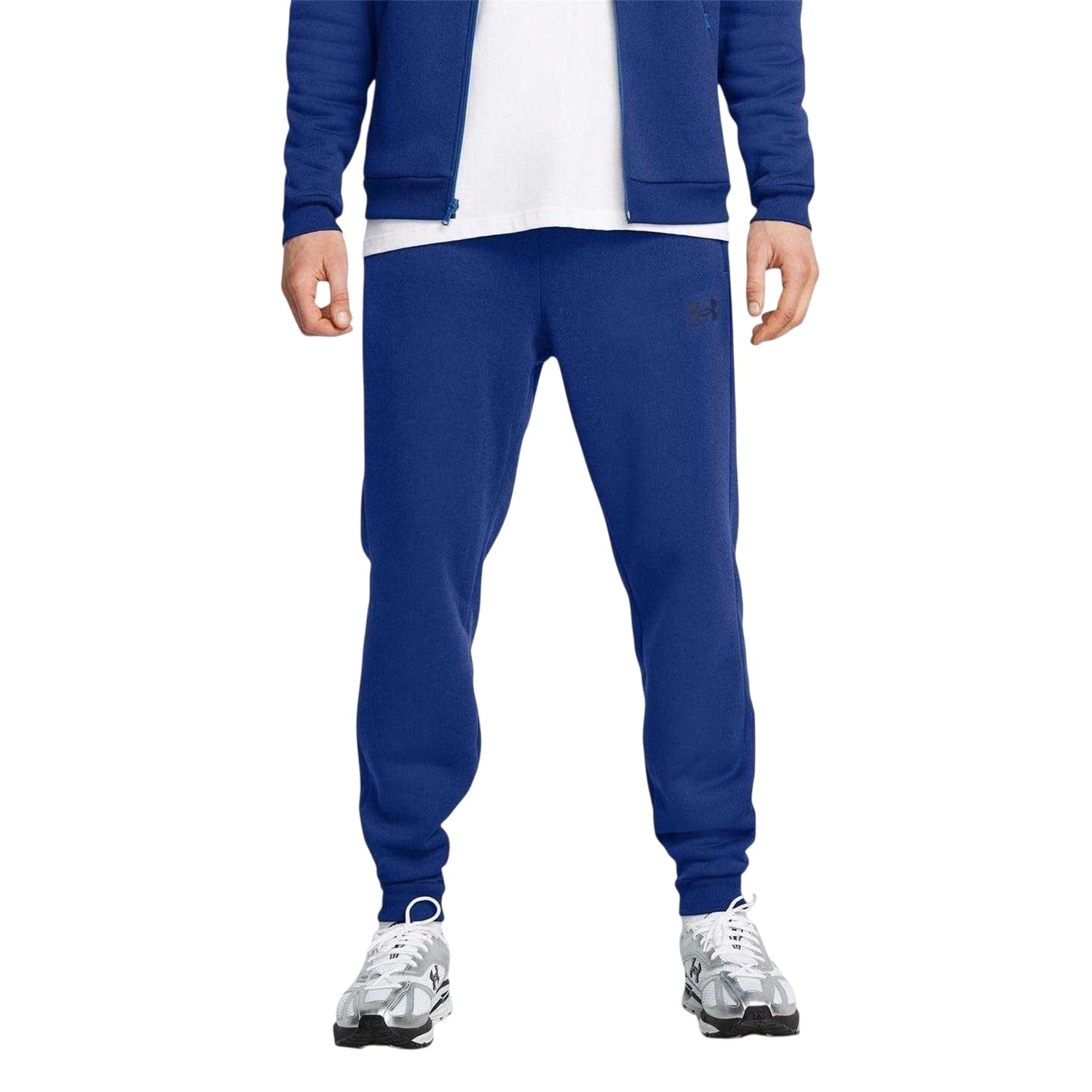 Blue - Side - Under Armour Mens Fleece Plain Joggers