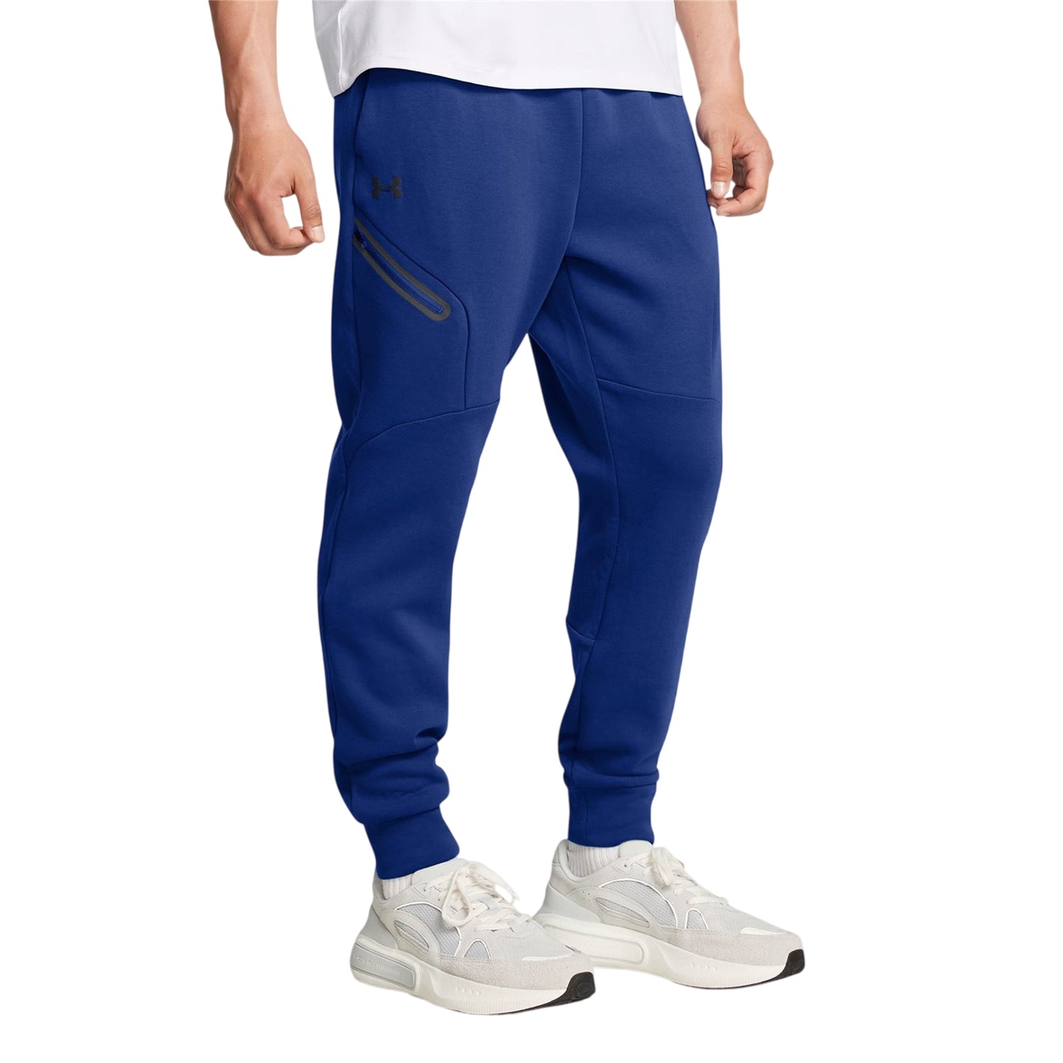 Blue - Side - Under Armour Mens Unstoppable Fleece Slim Joggers