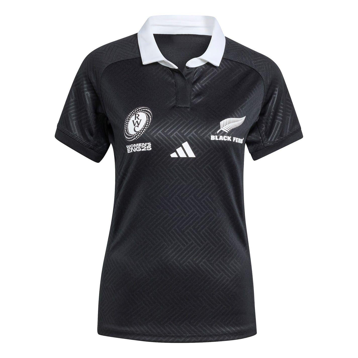 All Black - Front - Adidas Womens-Ladies Black Ferns 2025 Rugby Shirt