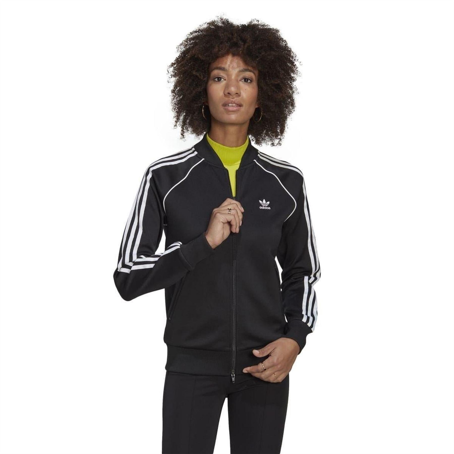 Black-White - Side - Adidas Womens-Ladies Adicolor Classics Track Top