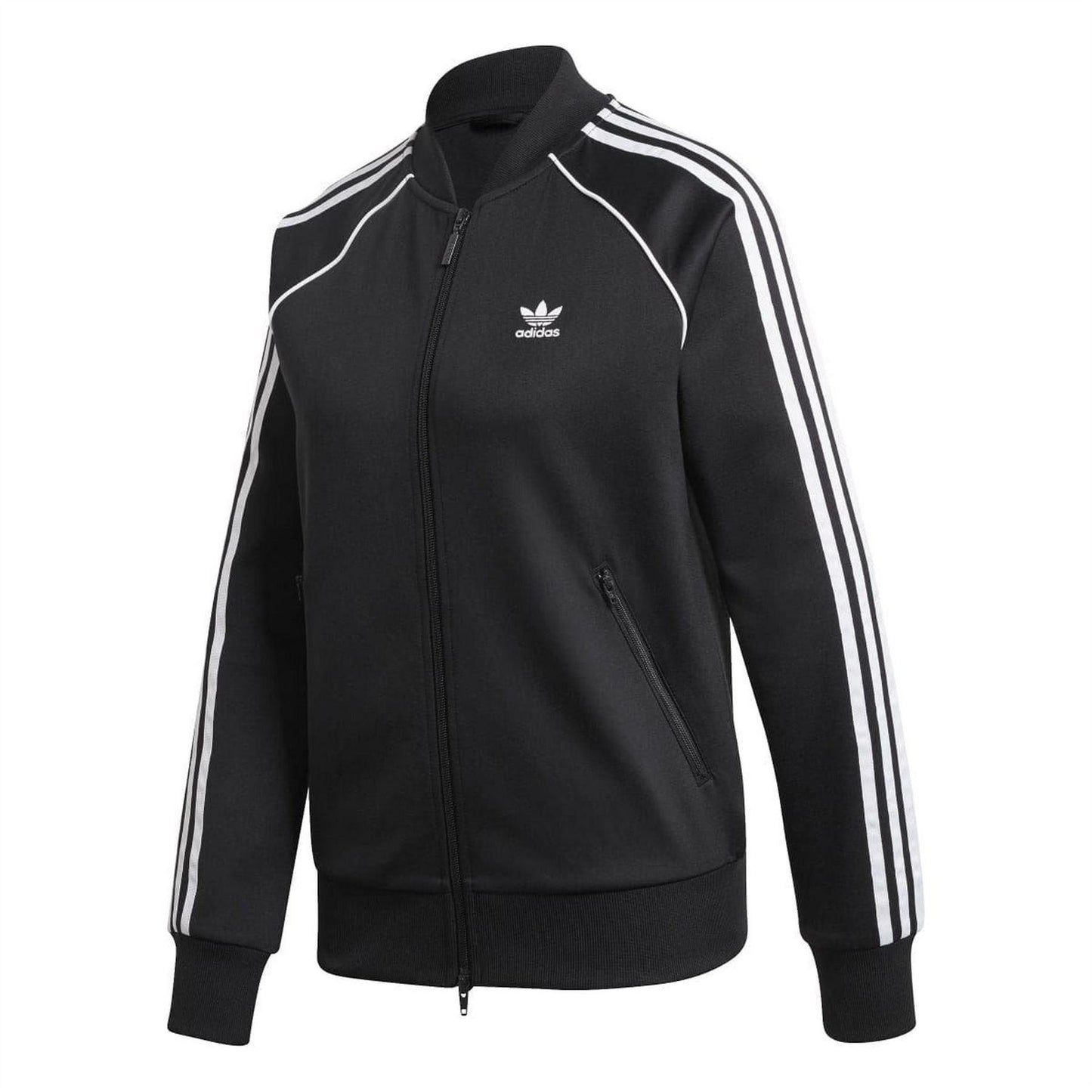 Black-White - Front - Adidas Womens-Ladies Adicolor Classics Track Top