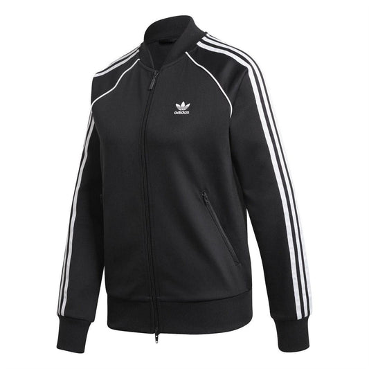 Black-White - Front - Adidas Womens-Ladies Adicolor Classics Track Top