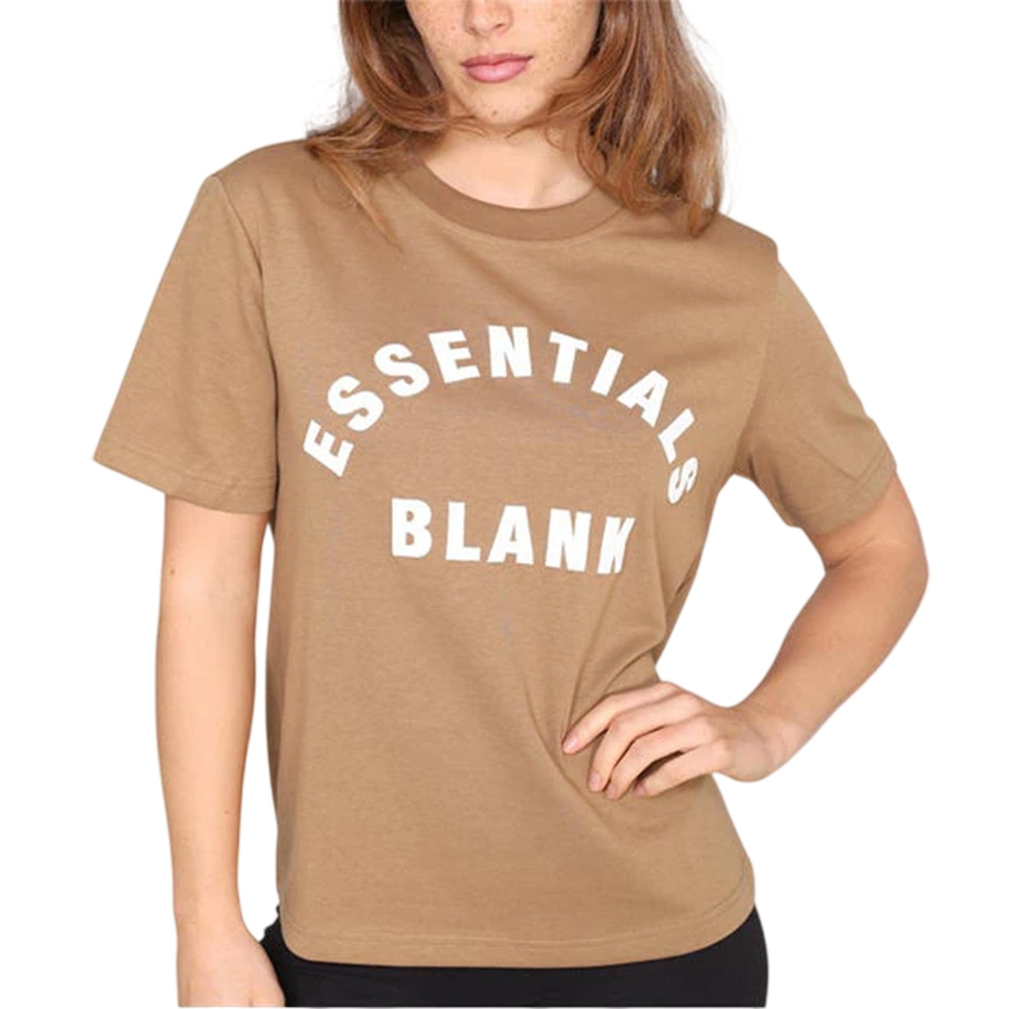 Mocha - Side - Blank Essentials Womens-Ladies Oversized Boyfriend T-Shirt