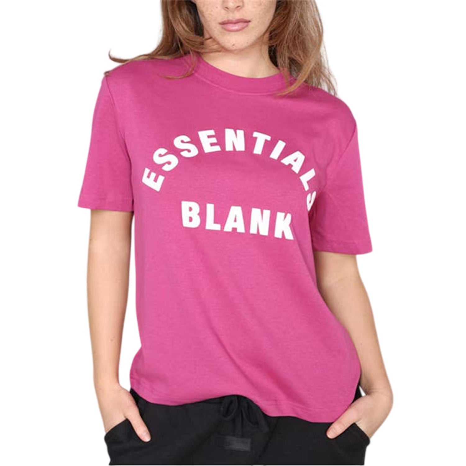 Pink - Side - Blank Essentials Womens-Ladies Oversized Boyfriend T-Shirt