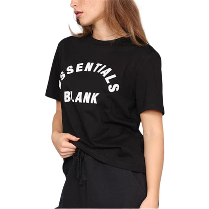 Black - Side - Blank Essentials Womens-Ladies Oversized Boyfriend T-Shirt