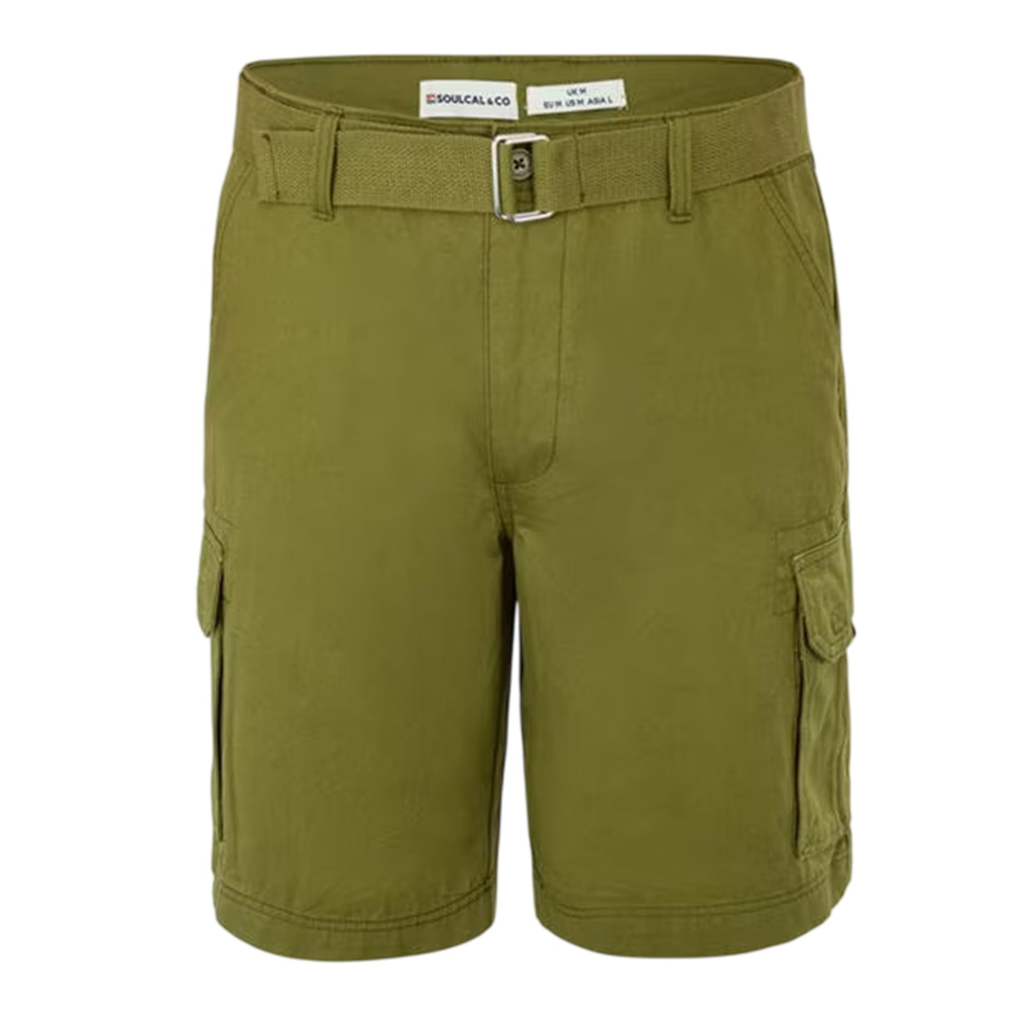 Olive - Front - SoulCal Mens Washed Cargo Shorts