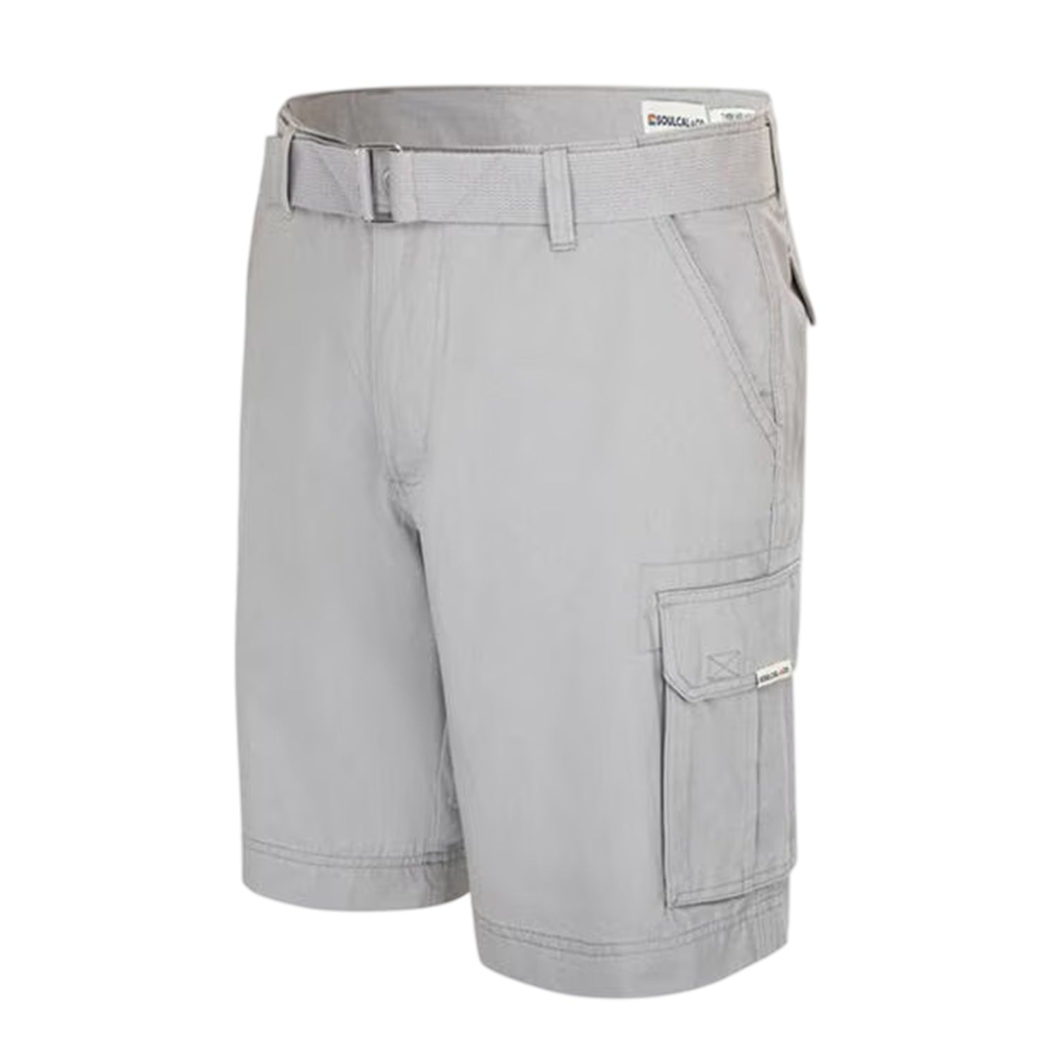 Silver - Side - SoulCal Mens Washed Cargo Shorts