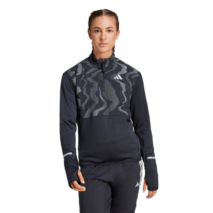 Black - Side - Adidas Womens-Ladies Hi-Vis Long-Sleeved Top
