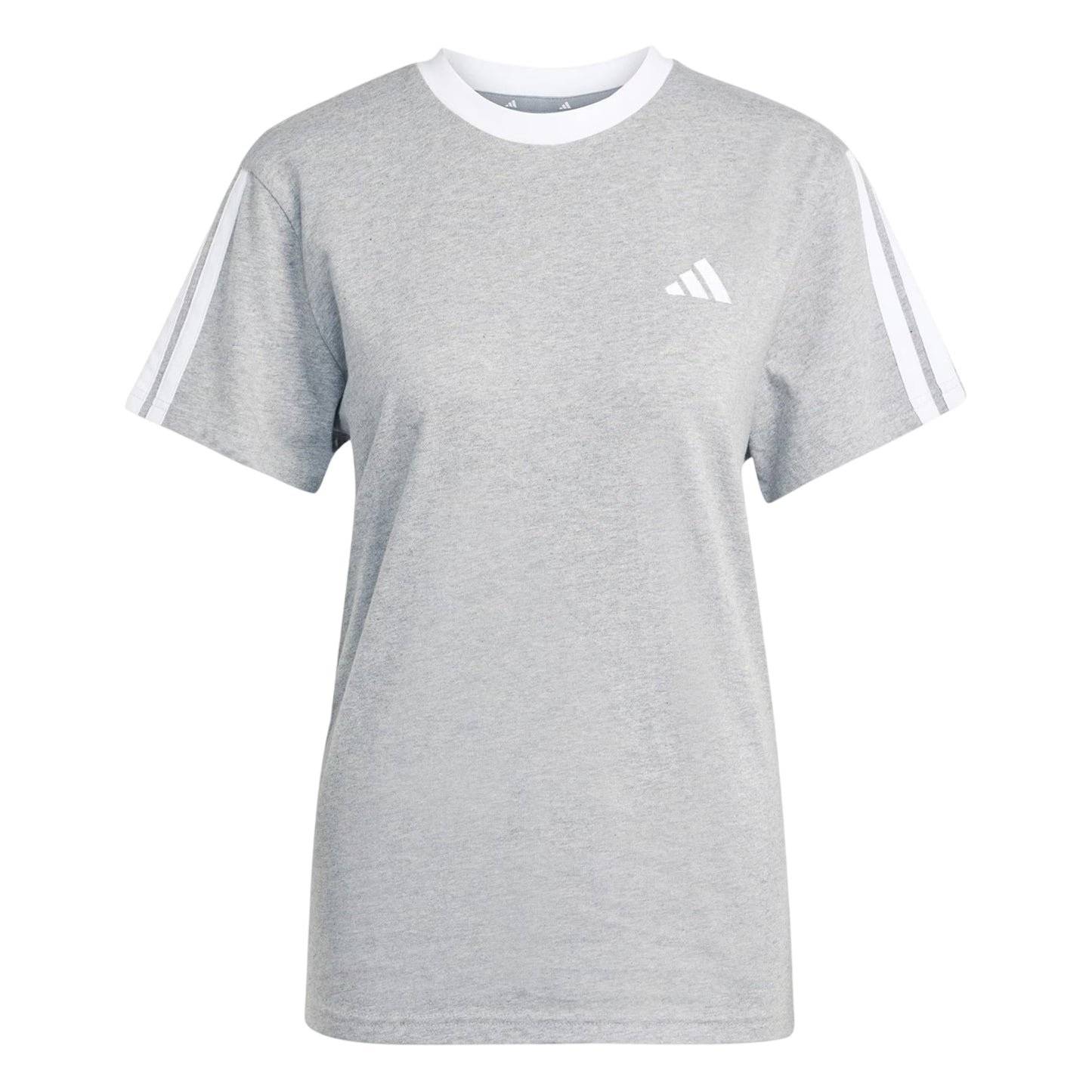 Medium Grey - Front - Adidas Womens-Ladies Essentials 3 Stripes T-Shirt