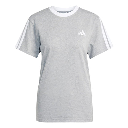 Medium Grey - Front - Adidas Womens-Ladies Essentials 3 Stripes T-Shirt