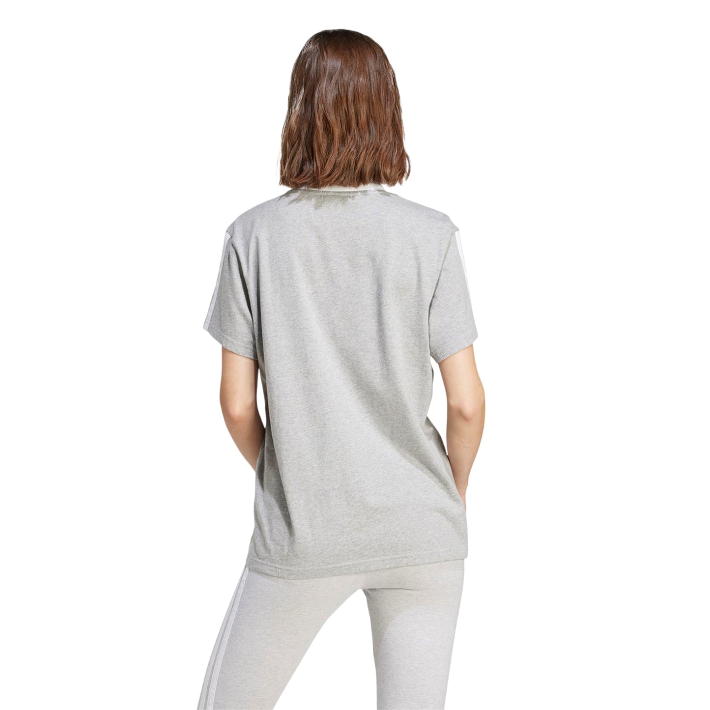 Medium Grey - Back - Adidas Womens-Ladies Essentials 3 Stripes T-Shirt