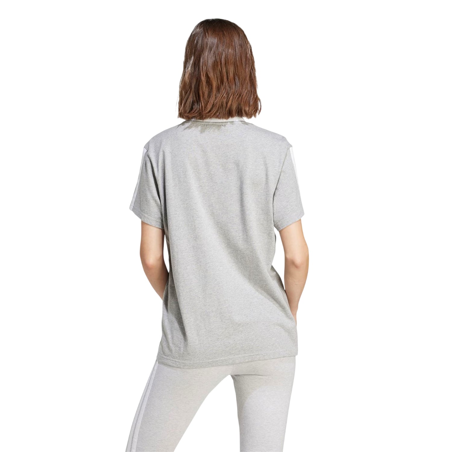 Medium Grey - Back - Adidas Womens-Ladies Essentials 3 Stripes T-Shirt
