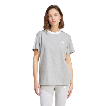 Medium Grey - Side - Adidas Womens-Ladies Essentials 3 Stripes T-Shirt
