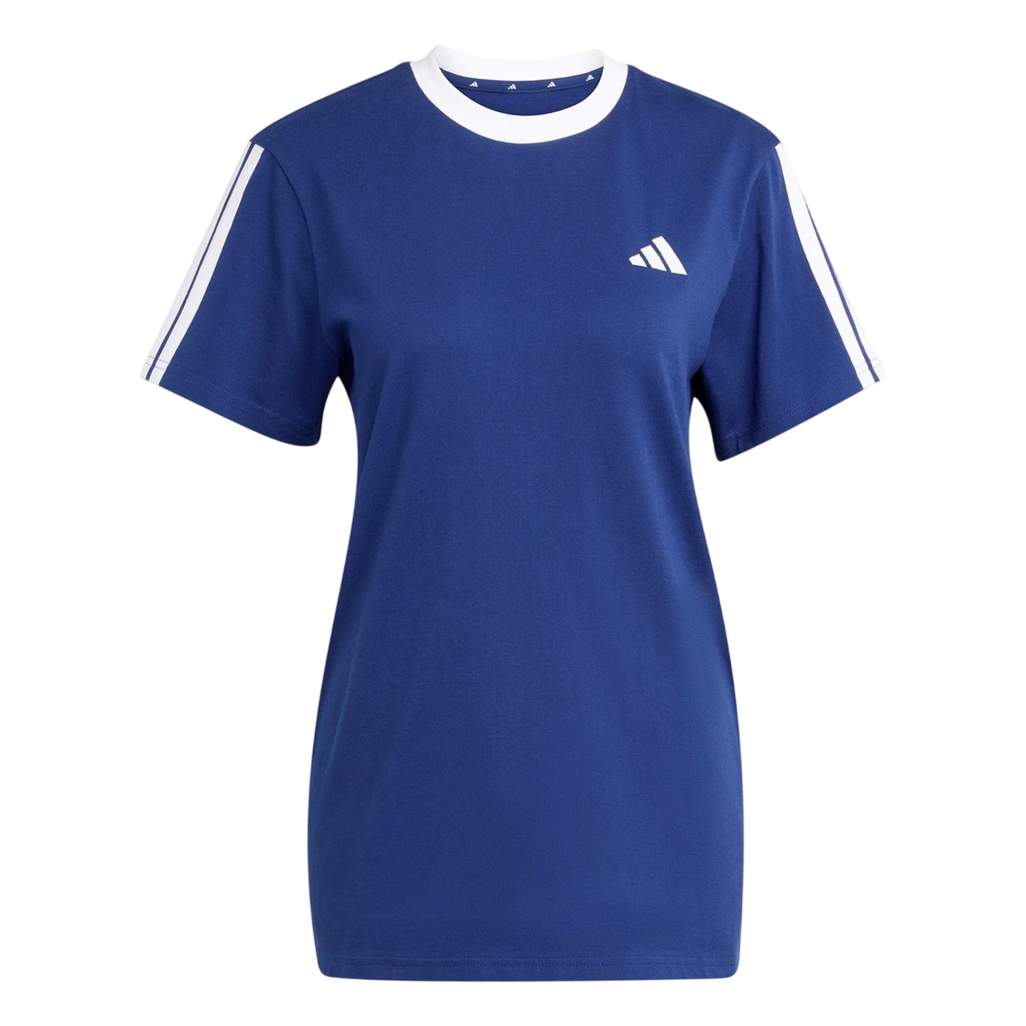 Navy-White - Front - Adidas Womens-Ladies Essentials 3 Stripes T-Shirt