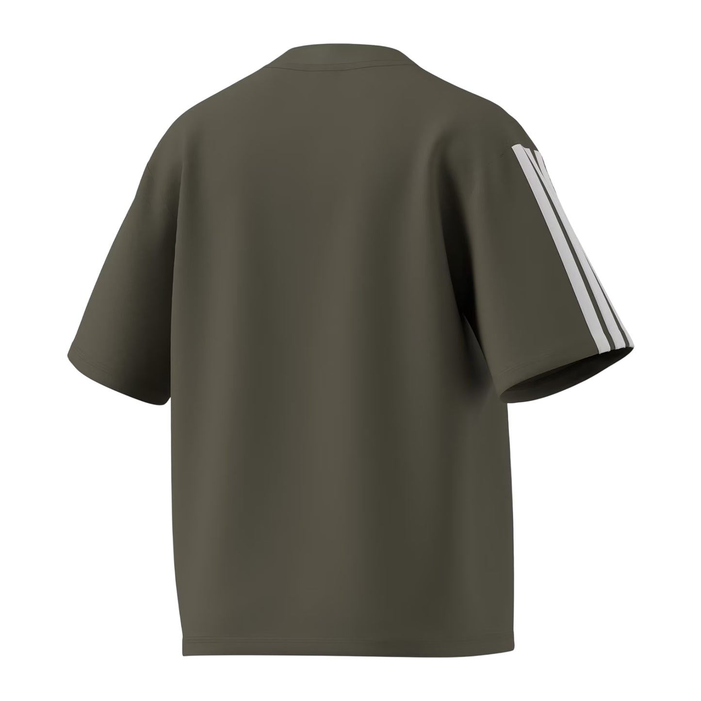 Olive - Back - Adidas Womens-Ladies Essentials 3 Stripes T-Shirt