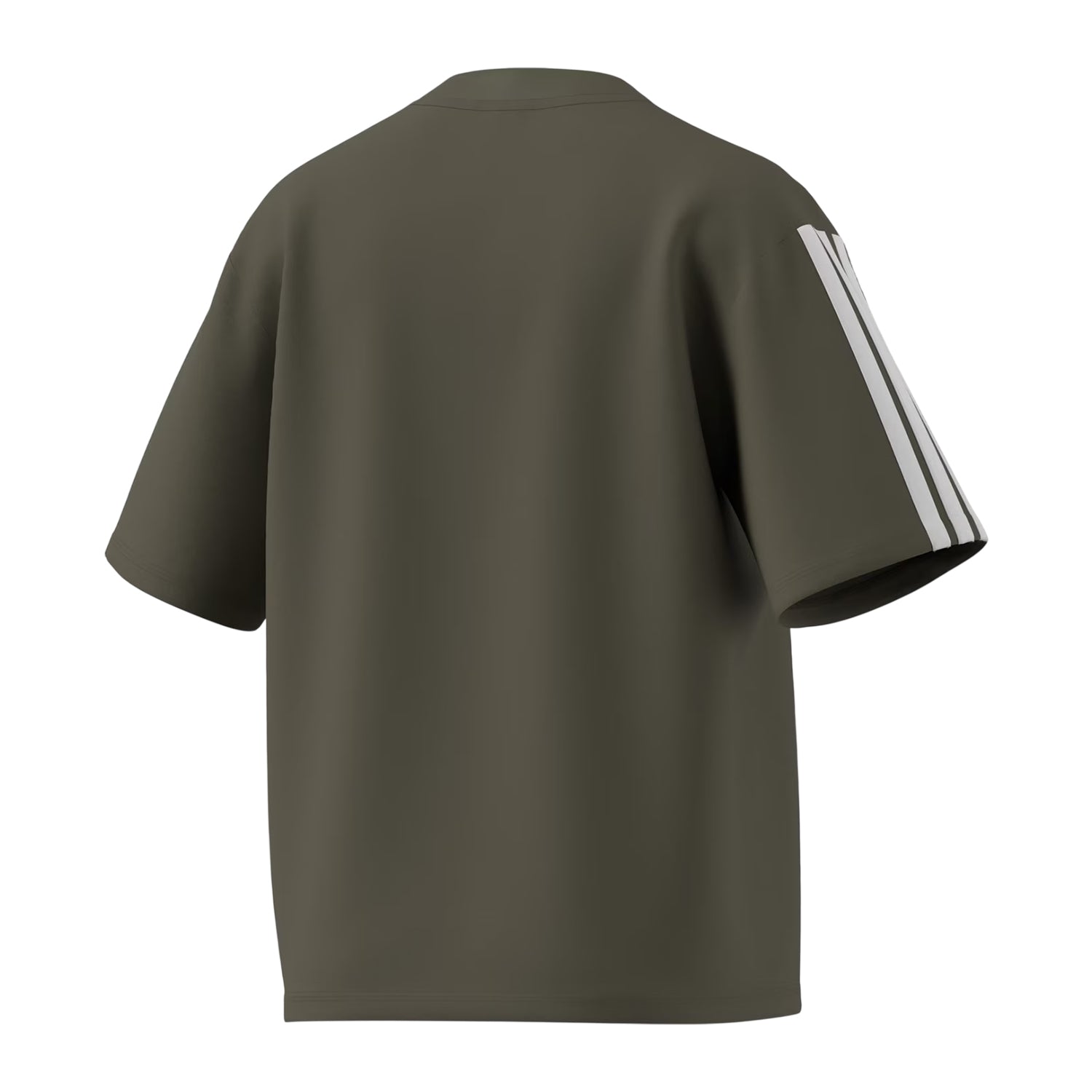 Olive - Back - Adidas Womens-Ladies Essentials 3 Stripes T-Shirt