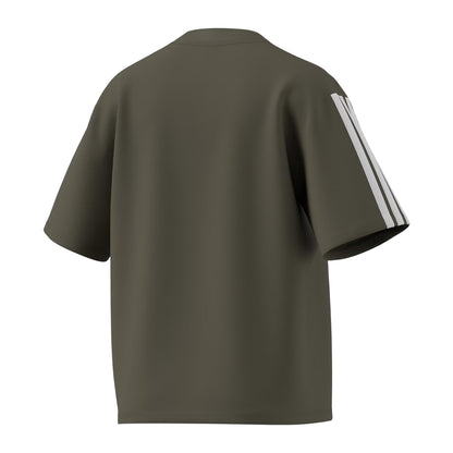 Olive - Back - Adidas Womens-Ladies Essentials 3 Stripes T-Shirt