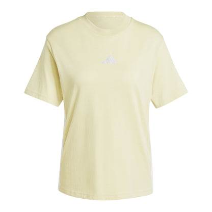 Powdery Yellow - Front - Adidas Womens-Ladies Essentials 3 Stripes T-Shirt