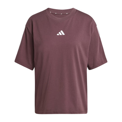 Ruby - Front - Adidas Womens-Ladies Essentials 3 Stripes T-Shirt