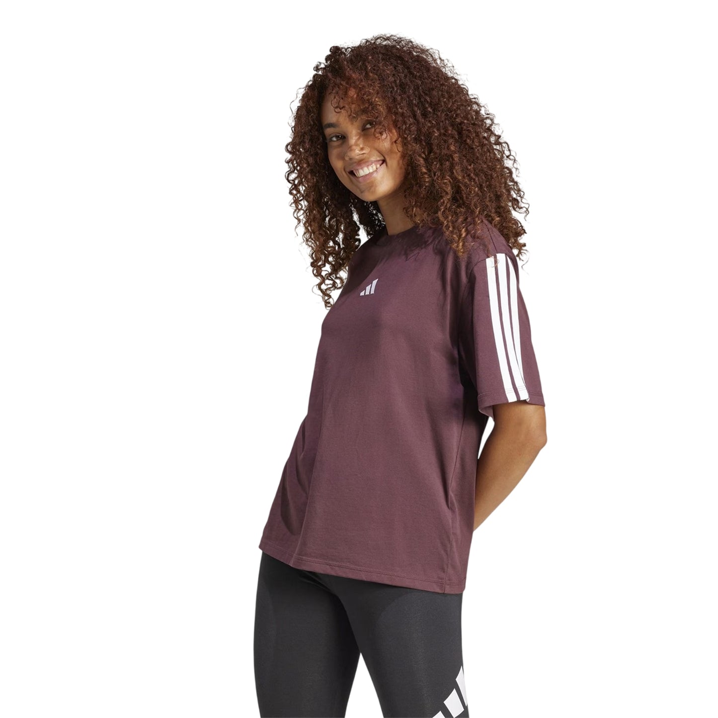 Ruby - Side - Adidas Womens-Ladies Essentials 3 Stripes T-Shirt