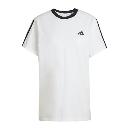 White-Black - Front - Adidas Womens-Ladies Essentials 3 Stripes T-Shirt
