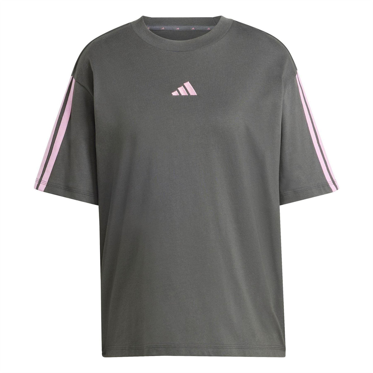 Pink - Front - Adidas Womens-Ladies Essentials 3 Stripes T-Shirt