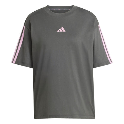 Pink - Front - Adidas Womens-Ladies Essentials 3 Stripes T-Shirt