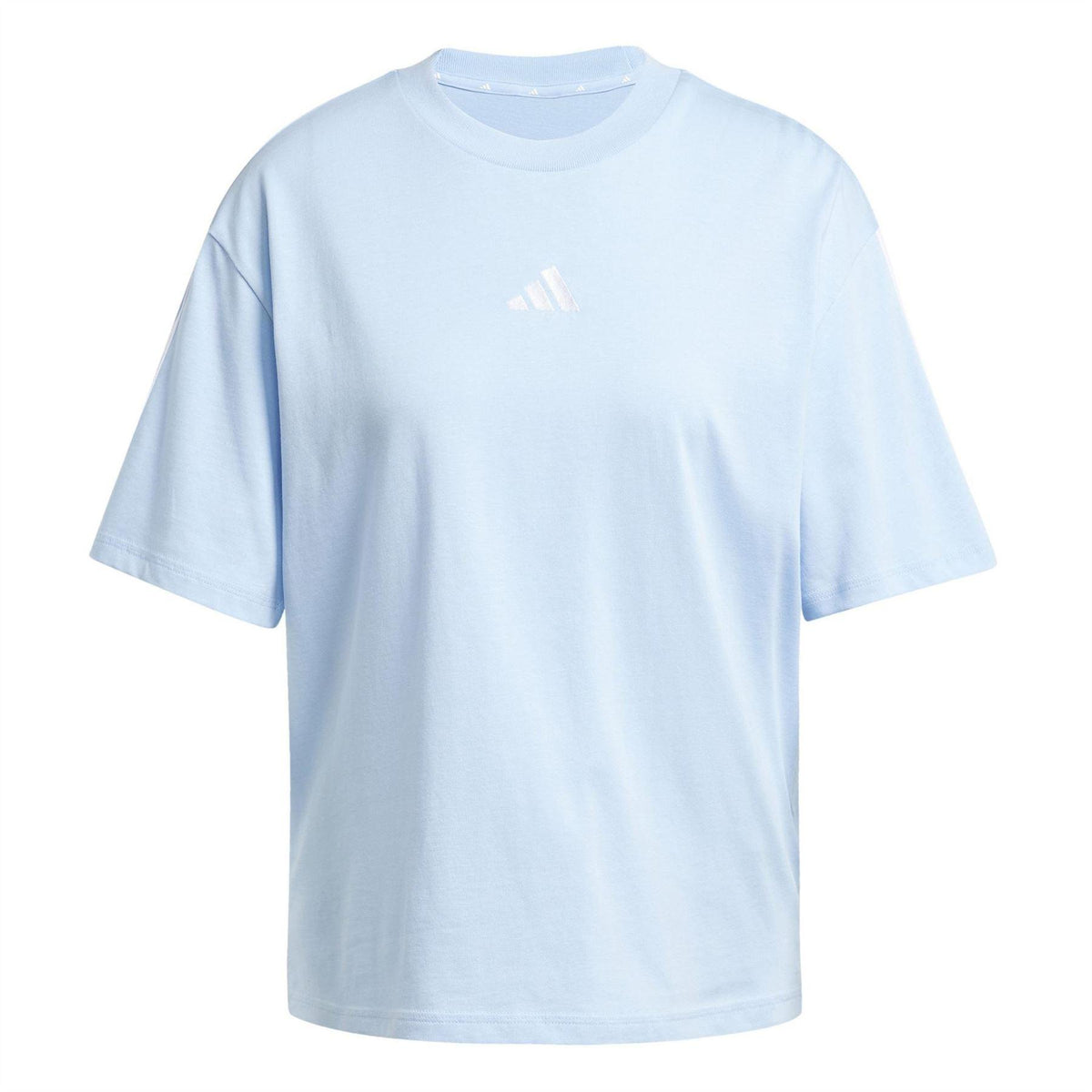 Glow Blue - Front - Adidas Womens-Ladies Essentials 3 Stripes T-Shirt