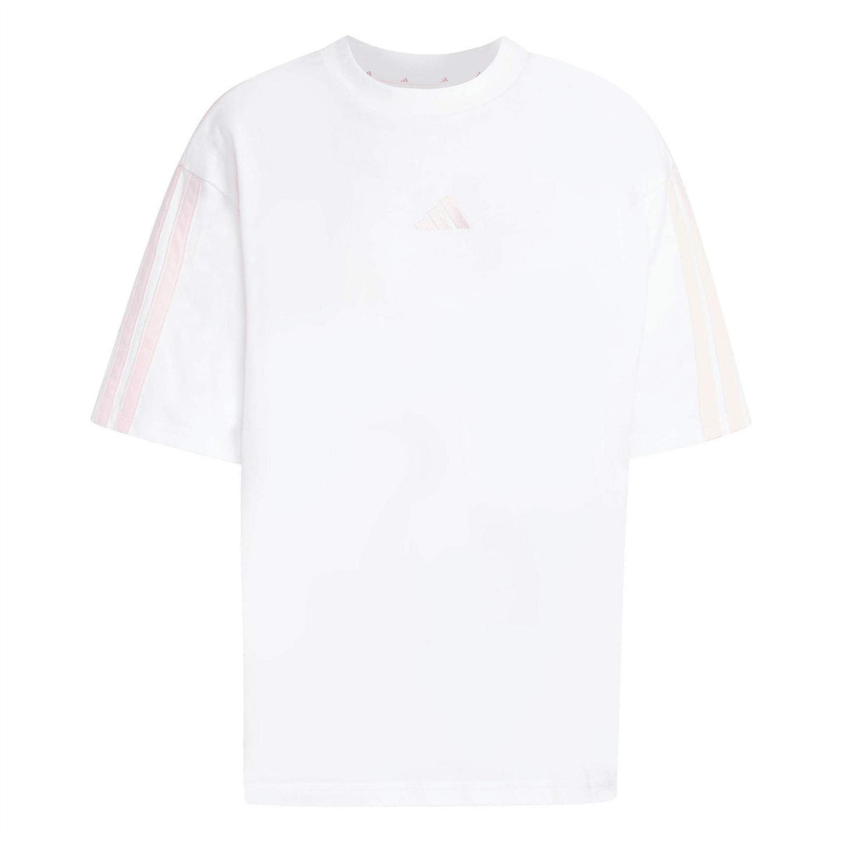 White-Pink - Front - Adidas Womens-Ladies Essentials 3 Stripes T-Shirt