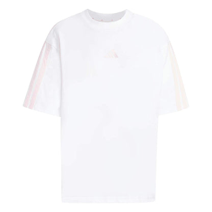 White-Pink - Front - Adidas Womens-Ladies Essentials 3 Stripes T-Shirt