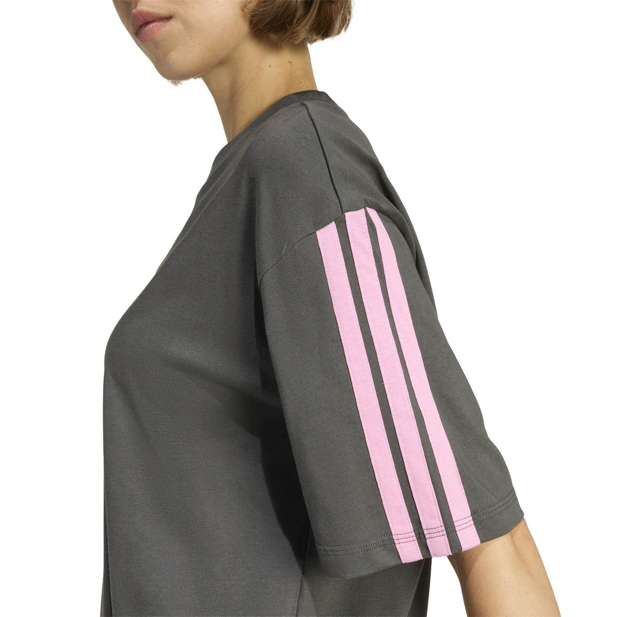 Pink - Lifestyle - Adidas Womens-Ladies Essentials 3 Stripes T-Shirt