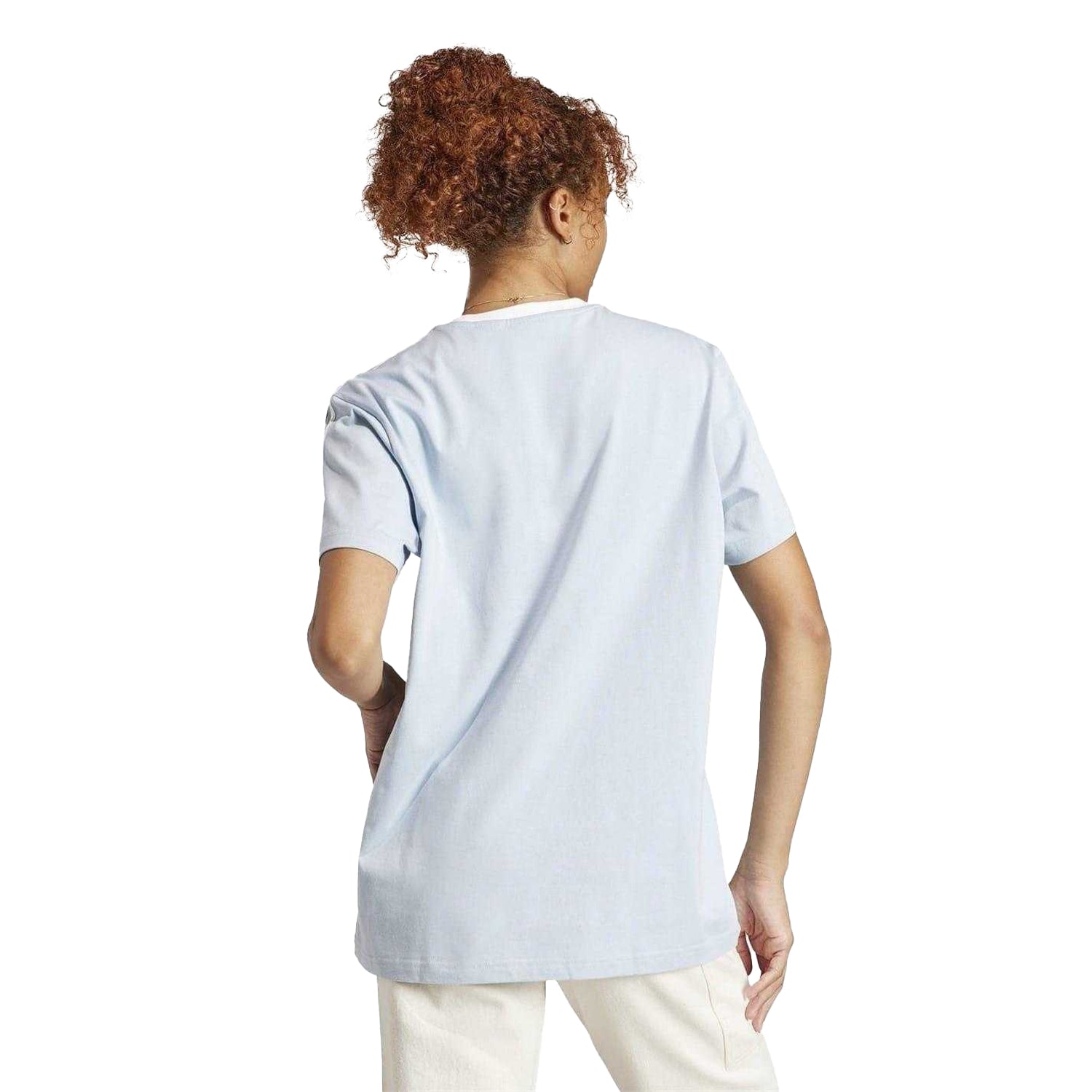 Blue - Back - Adidas Womens-Ladies Essentials 3 Stripes T-Shirt