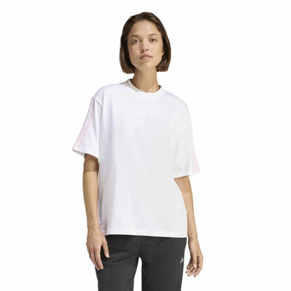 White-Pink - Back - Adidas Womens-Ladies Essentials 3 Stripes T-Shirt