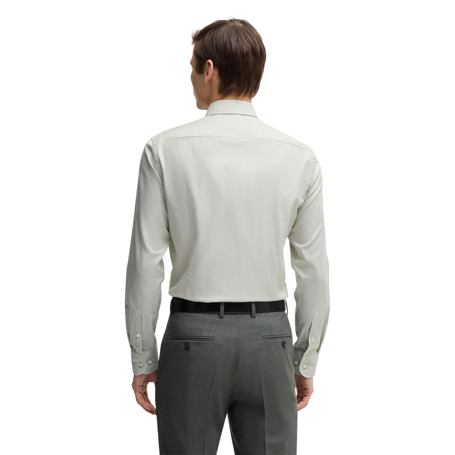 Mid Green - Back - Boss Mens Spread Collar Regular Long-Sleeved Shirt