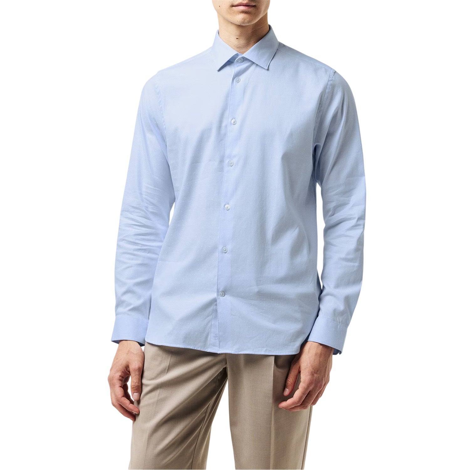 Pastel Blue - Side - Boss Mens Spread Collar Regular Long-Sleeved Shirt