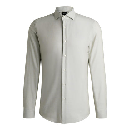 Mid Green - Front - Boss Mens Spread Collar Regular Long-Sleeved Shirt