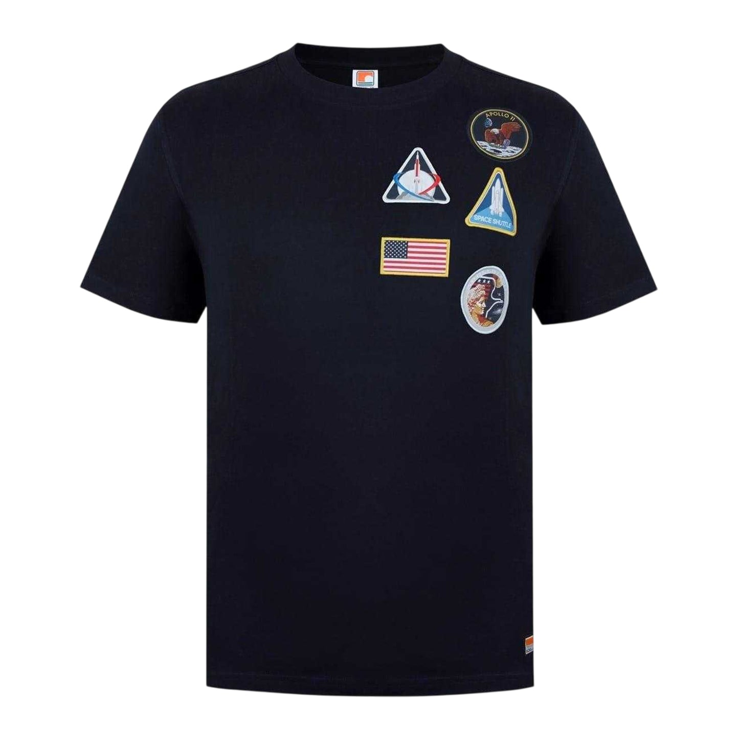 Black - Front - NASA Mens Patches Regular T-Shirt