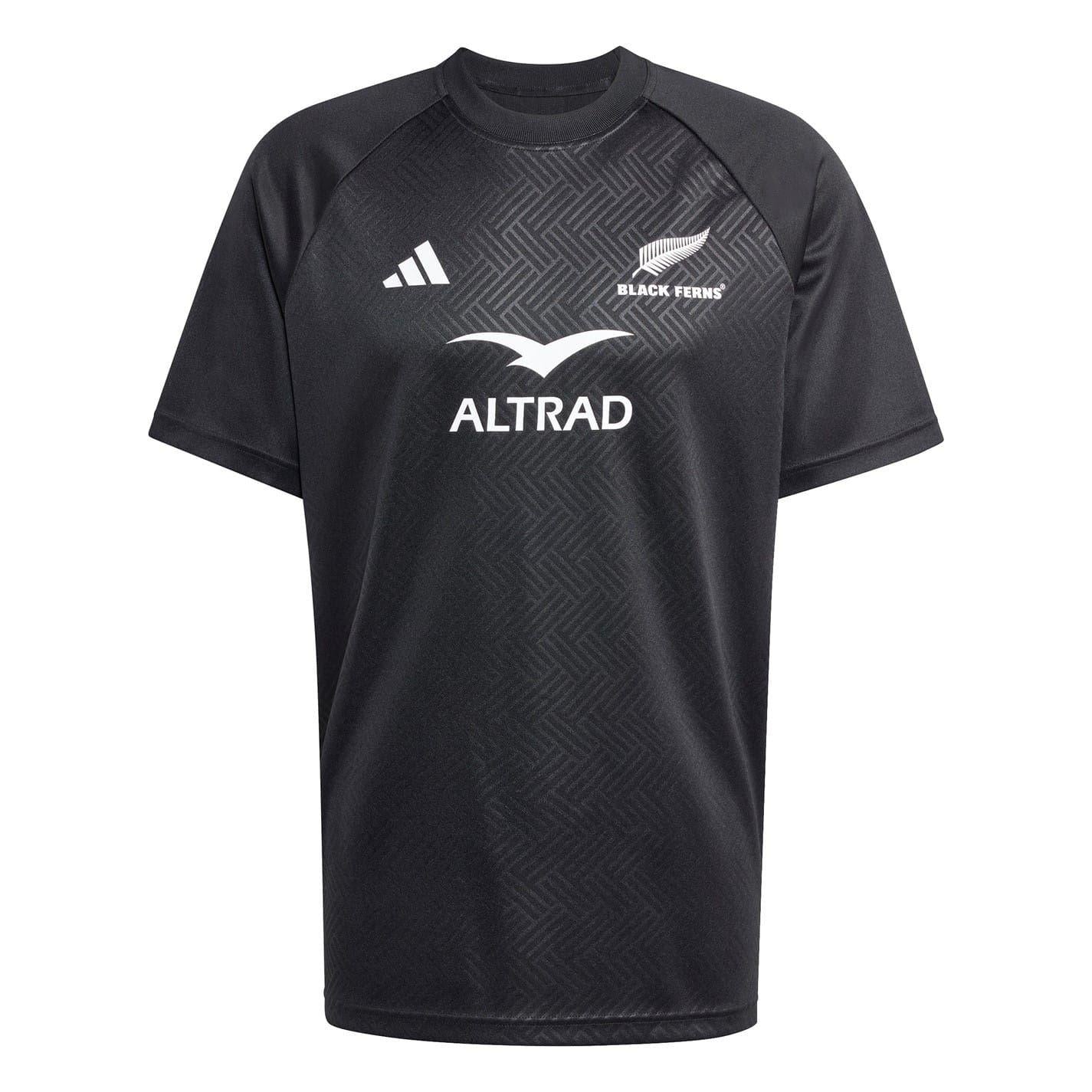 All Black - Front - Adidas Mens Black Ferns 2025 Crest Rugby Shirt